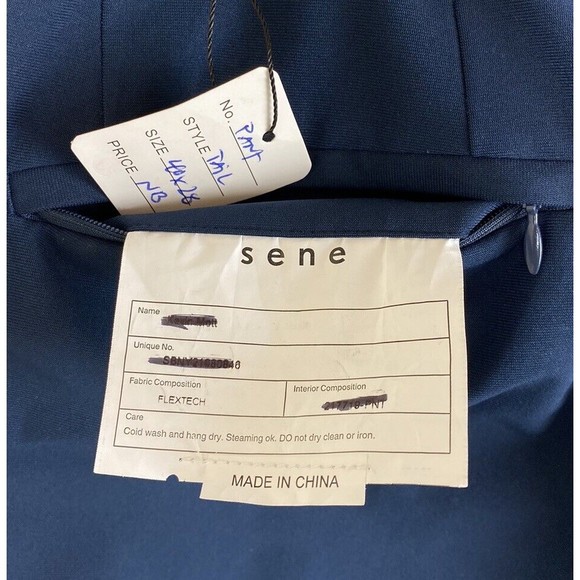 Sene Slacks Dress Pants Men's 40x28 (42x29) Custom Made Flextech Stretch Navy - Picture 11 of 14